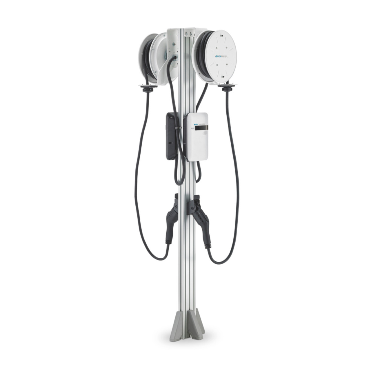 Buy EV's Chargers EvoCharge iEVSE Plus 24A Level 2 RFID Access w/Dual Units, Pedestal & EvoReels